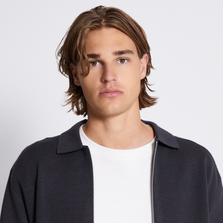 Zip Knit Cardigan "Reed" Dark Grey